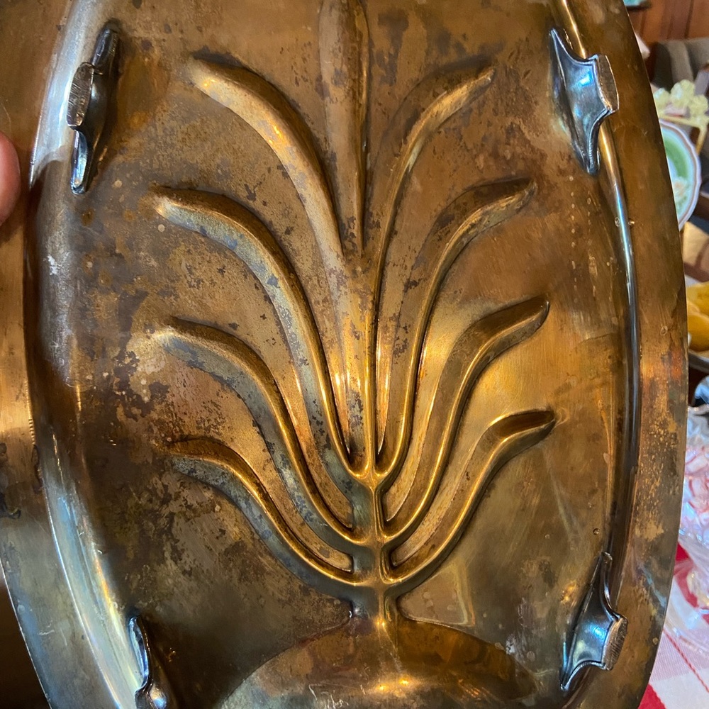 Vintage silver plate footed meat platter, thanksgiving - Picture 5 of 7